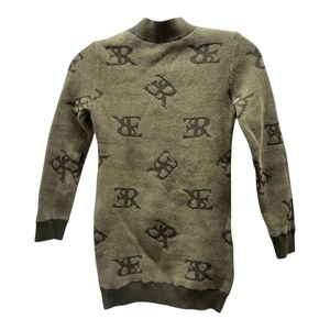 Ermanno Scervino Junior Girls Soft Logo Sweater Dress Size 6 Army Green